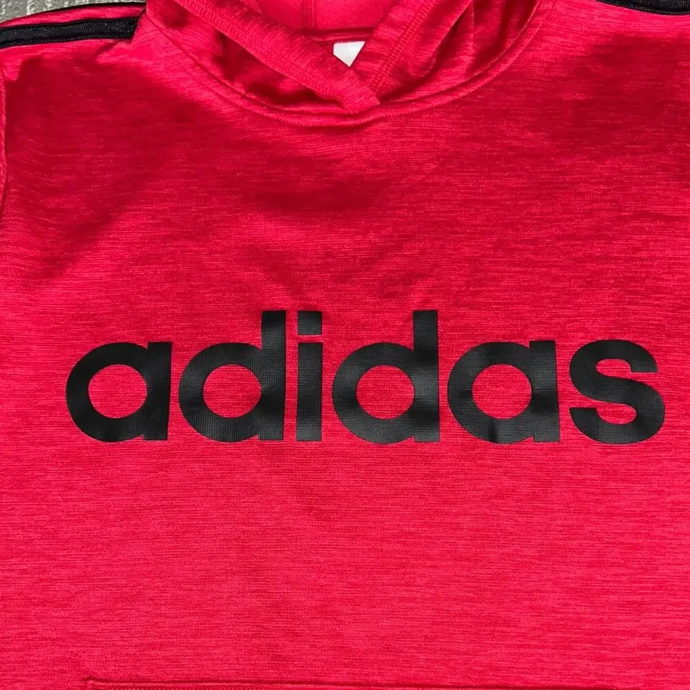 Adidas Red Pullover Hoodie Youth XL (18/20) Black Logo Athletic - Picture 2 of 8